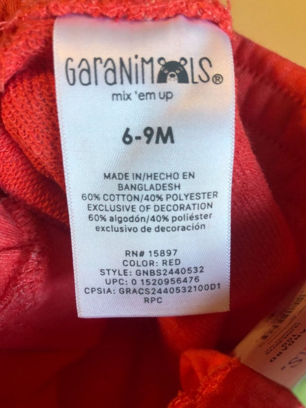 Garanimals Baby Red Dinosaur French Terry Shorts 6-9 Months - Picture 5 of 6